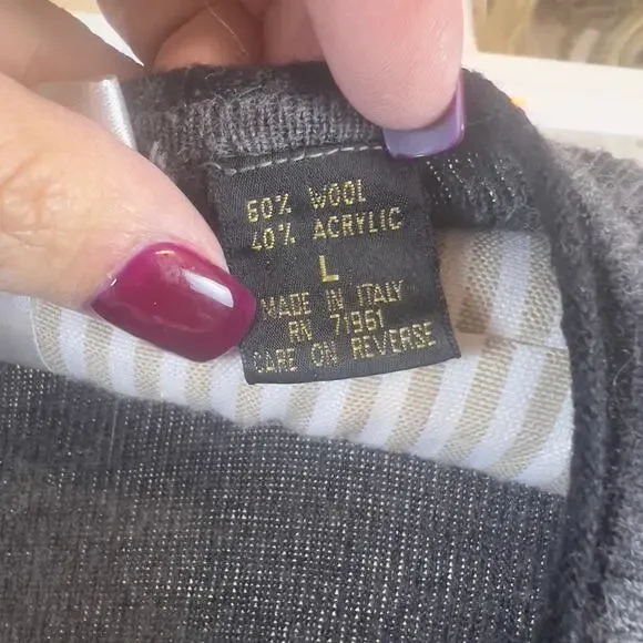 Bachrach Men's Size L Gray V Neck Pullover sweater- fall, masculine #3096 - Picture 6 of 7